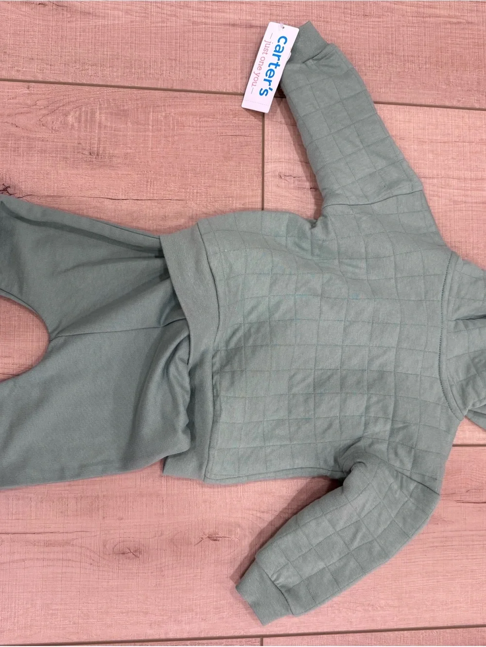 Carter's Quilted Olive Hoodie & Jogger Set - Green